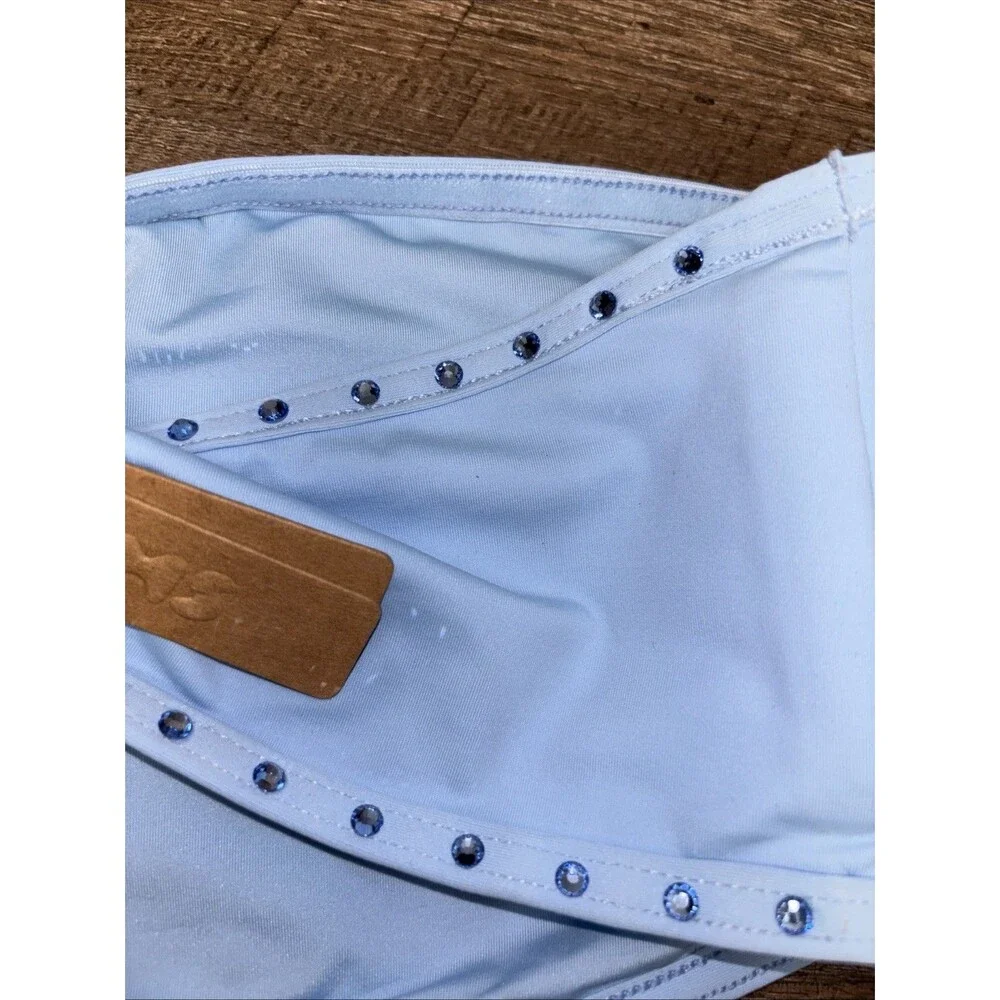 Skims Rhinestone Swim Bandeau Bikini Top Women New Iris Light Blue XL Stretch